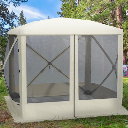 Outsunny Pop Up Camping Canopy Gazebo Screen Shelter Tent with Single Person Easy Set-Up, Ventilating Mesh, Portable Carry Bag for Outdoor Camping Party Event, 7x7FT, Green