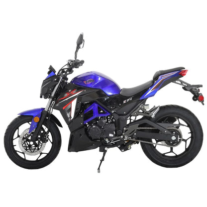 X-Pro Python 250 Electronic Fuel Injection Gas Motorcycle with Manual Transmission, Electric Start! 17" Wheels! Assembled In Crate!