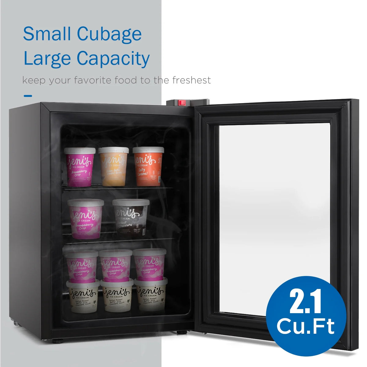 Northair 2.1 Cu Ft Countertop Display Glass Door Freezer with LED Light Perfect for  Ice Cream  at POS