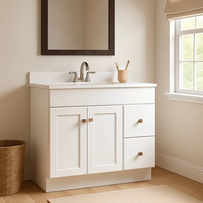 Design House Wyndham 36" Solid Wood Ready to Assemble 2-Door and 2-Drawer Bathroom Vanity Cabinet, White