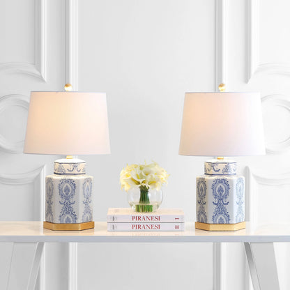 Safavieh Bodin Traditional 23 in. H Table Lamp, Blue/White, Set of 2