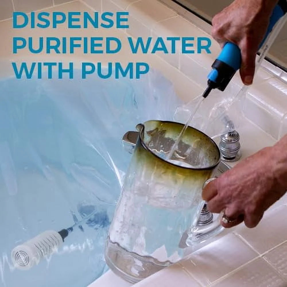 AquaPod Kit - Bathtub Bladder Emergency Water Storage with Water Filter and Hand Pump. Powerful Filter Purifies up to 250 Gallons of Emergency Drinking Water Made in USA