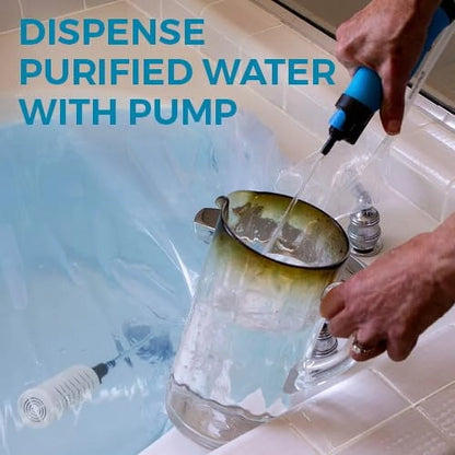 AquaPod Kit - Bathtub Bladder Emergency Water Storage with Water Filter and Hand Pump. Powerful Filter Purifies up to 250 Gallons of Emergency Drinking Water Made in USA