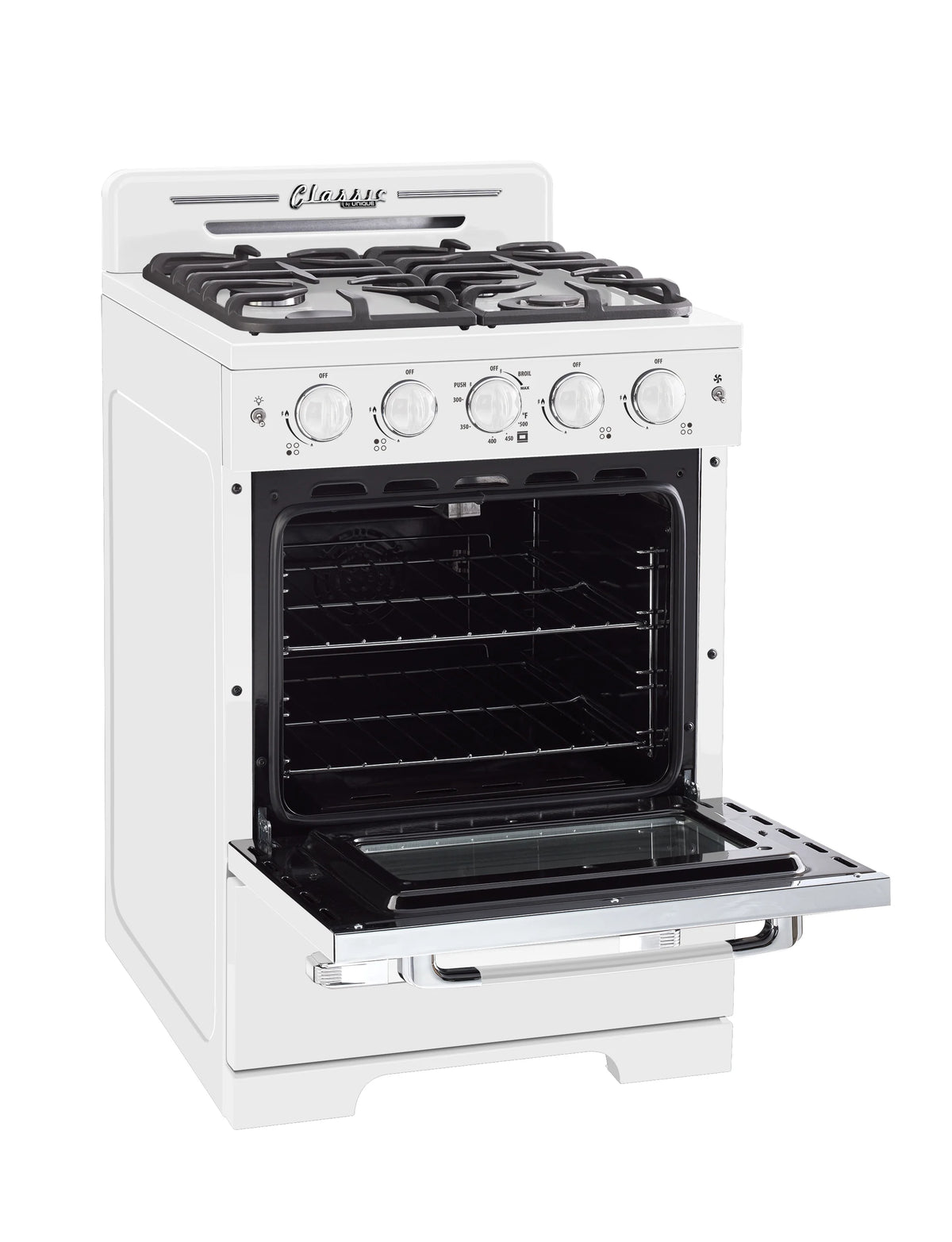 Unique Classic Retro 24" 2.9 cu/ft Freestanding Gas Range with Convection Oven and Sealed Burners