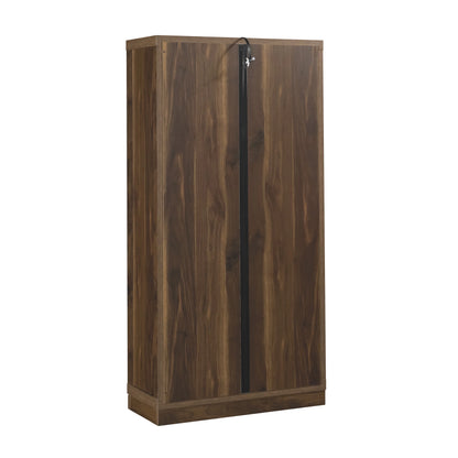 Better Homes & Gardens Ezra Glass Door Storage Accent Cabinet, Warm Walnut finish