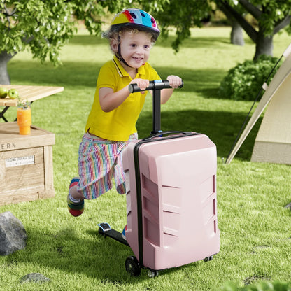 Muhub 2 in 1 Scooter Luggage for Kids and Adult,Foldable Ride on Suitcase with Wheels,Black