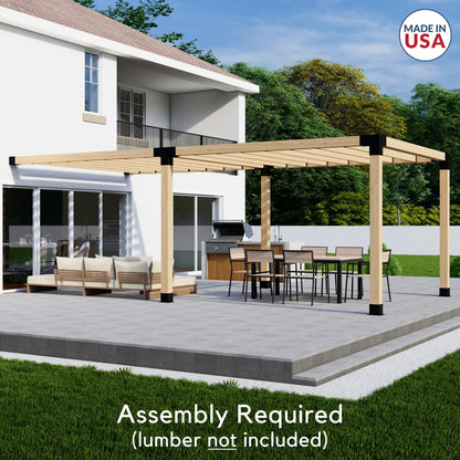 DIY Modern Deck Pergola Bracket Kit for Up to 12 x 22 Pergola Attached to Deck - Metal 6x6 Brackets for DIY Wood Pergola (Lumber Not Included)