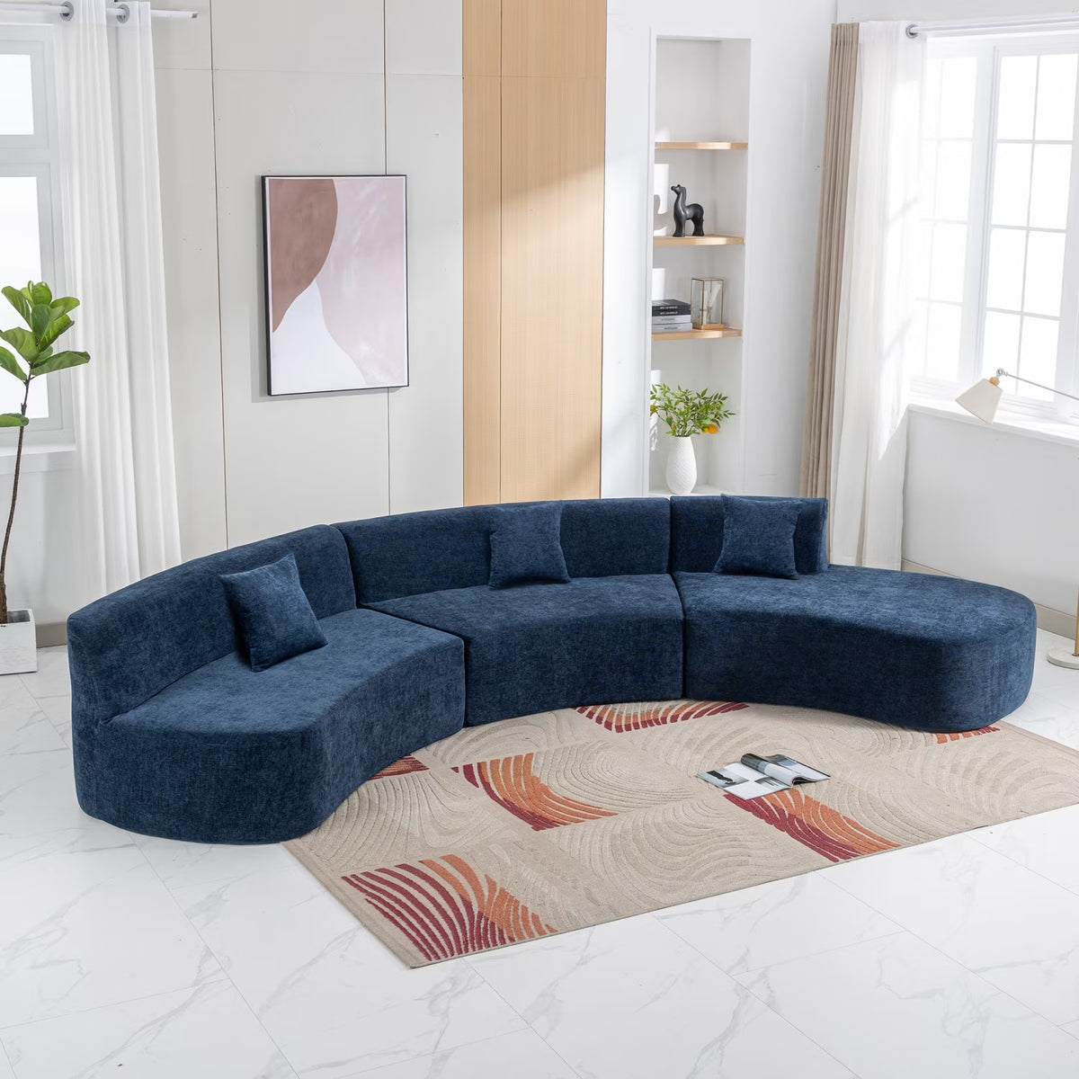 Harper & Bright Designs Modern Curved Floor Sofa Set, Modular Sectional Sponge Couch for Living Room, 2 PC Free Combination No Assembly Foam-Filled Sofa, Beige