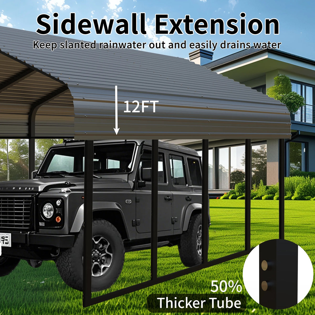 10x20 ft Portable Garage Heavy-Duty Metal Carport Canopy Kit，All-Weather Shelter with Reinforced Galvanized Steel Frame，for RV, Truck, Boat & 1 Cars Storage，Multi-Use Party Tent
