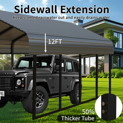 10x20 ft Portable Garage Heavy-Duty Metal Carport Canopy Kit，All-Weather Shelter with Reinforced Galvanized Steel Frame，for RV, Truck, Boat & 1 Cars Storage，Multi-Use Party Tent