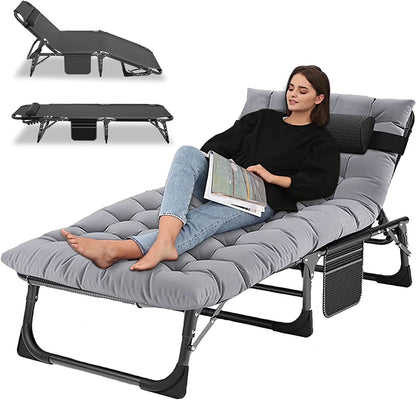 Slsy Folding Lounge Chair, 5-Position Adjustable Outdoor Reclining Chair, Folding Sleeping Bed Cot, Folding Chaise Lounge Chair for Pool Beach Patio Sunbathing