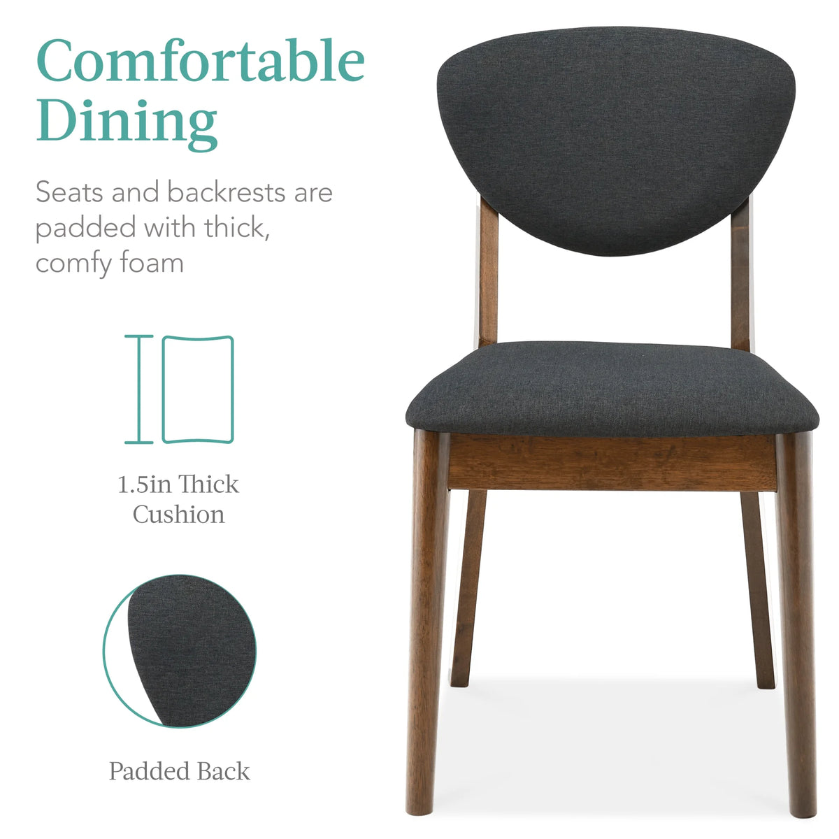 Best Choice Products 5-Piece Compact Wooden Mid-Century Modern Dining Set w/ 4 Chairs, Padded Seat & Back - Walnut/Cream
