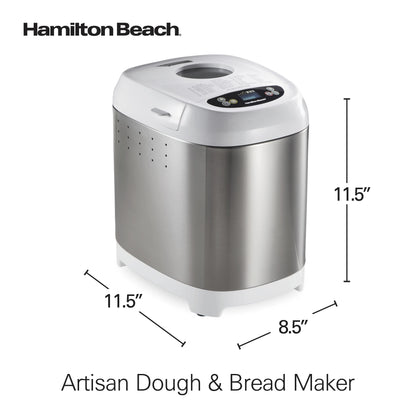 Hamilton Beach 2 lb Bread Maker Machine, Artisan Dough Bread Maker with 14 Settings, Black & Stainless Steel