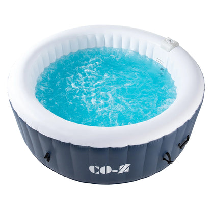 CO-Z 5x5ft PVC Square Inflatable Spa Tub & 120 Massaging Jets for Patio & More for 4-person Blue