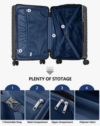 3 Piece Luggage Sets Hard Shell Suitcase Set with Spinner Wheels for Travel Trips Business 20" 24" 28", Rose Gold