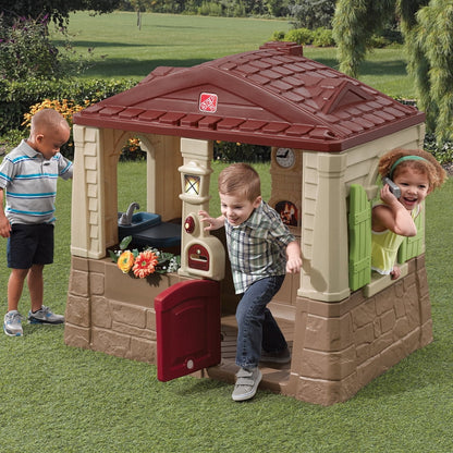 Step2 Neat & Tidy Cottage II Brown Playhouse Plastic Kids Outdoor Toy