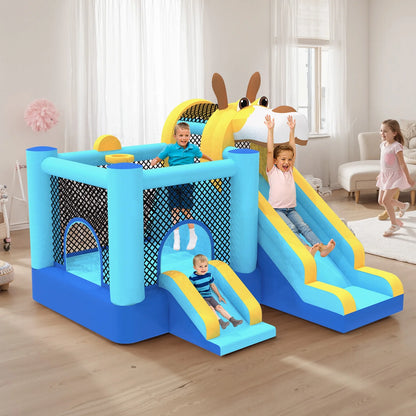 Mukidy 114''x 114'' x 92.5'' Inflatable Bounce Houses for Kids 3-10 with Blower Double Slide and Ball Pit/Indoor Bouncy House, PVC, Child, Teen, Toddler，Blue
