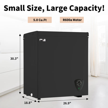 5 Cu ft Freezer, Chest Freezer,Black