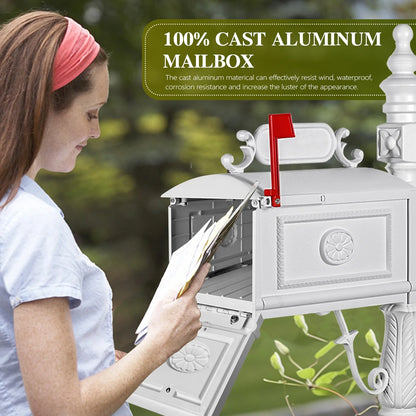 Betisef Large Cast Aluminum Mailbox Barcelona Decorative Post Mail Box Combination Stratford Heavy Duty