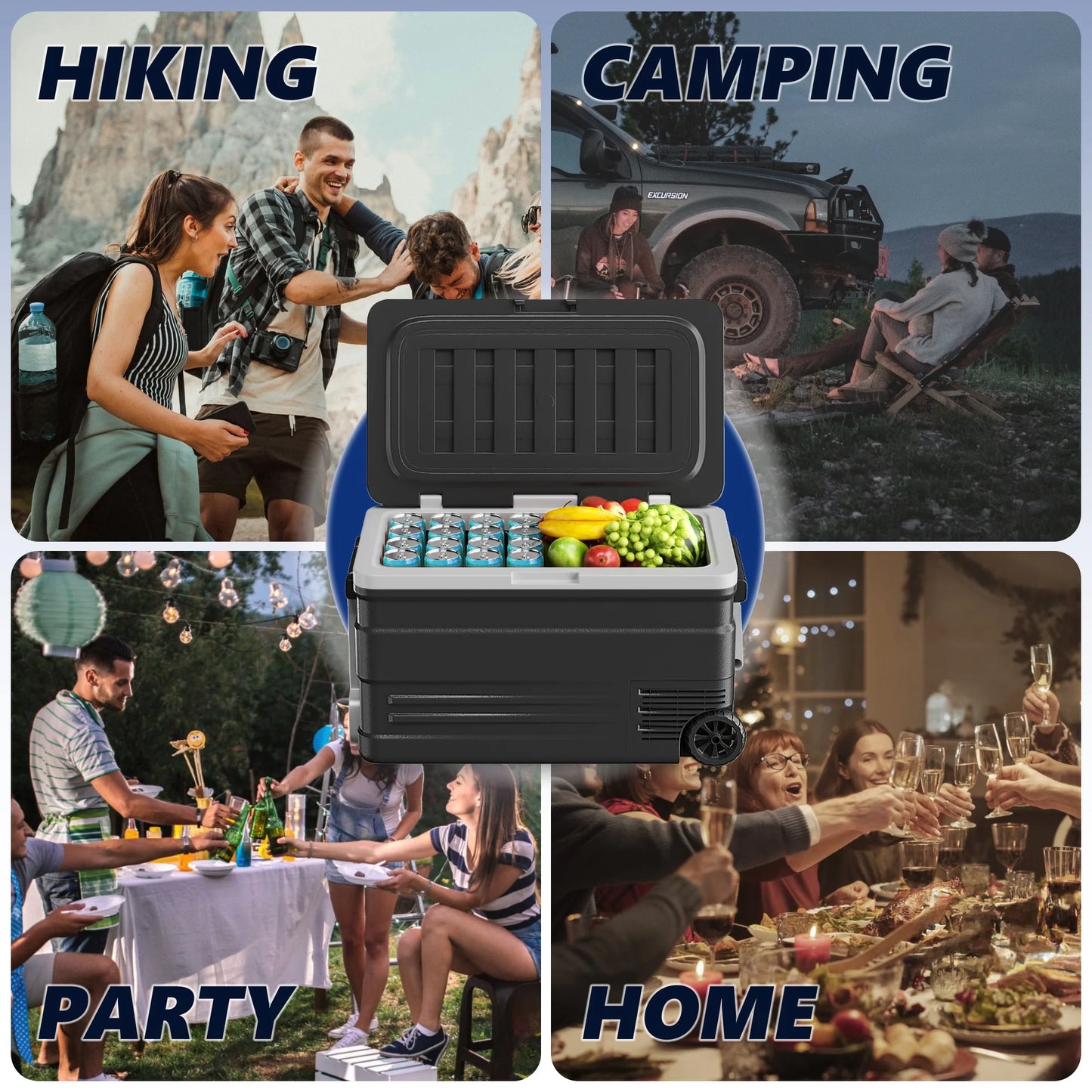 Simzlife 12 Volt Car Refrigerator, 80QT(75L) Portable RV Car Fridge with Wheels, 0℉~68℉, 12/24V DC & 110-240V AC, Black