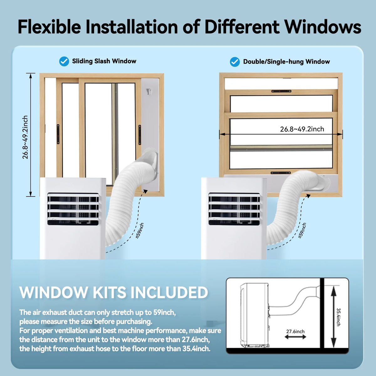 Bapipro 10,000 BTU Smart Portable AC - WiFi/Remote, 4-in-1 for 300 Sq.Ft, 24H Timer, Window Kit, ��55dB, ETL Certified