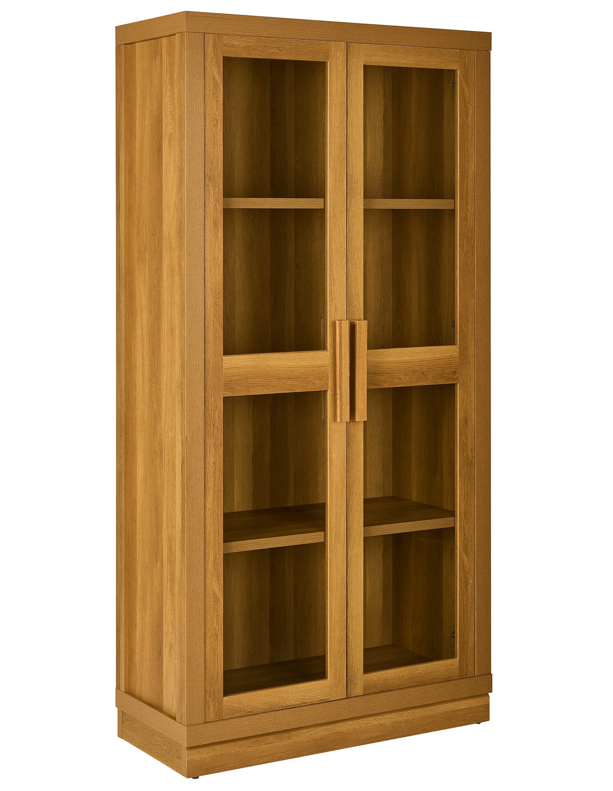 Better Homes & Gardens Ezra Glass Door Storage Accent Cabinet, Warm Walnut finish