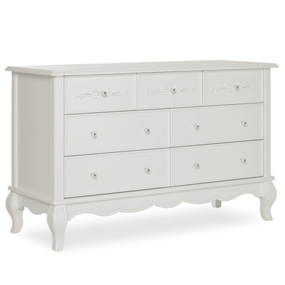 Evolur Aurora 7-Drawer Double Dresser in Ivory Lace, Spacious Drawers