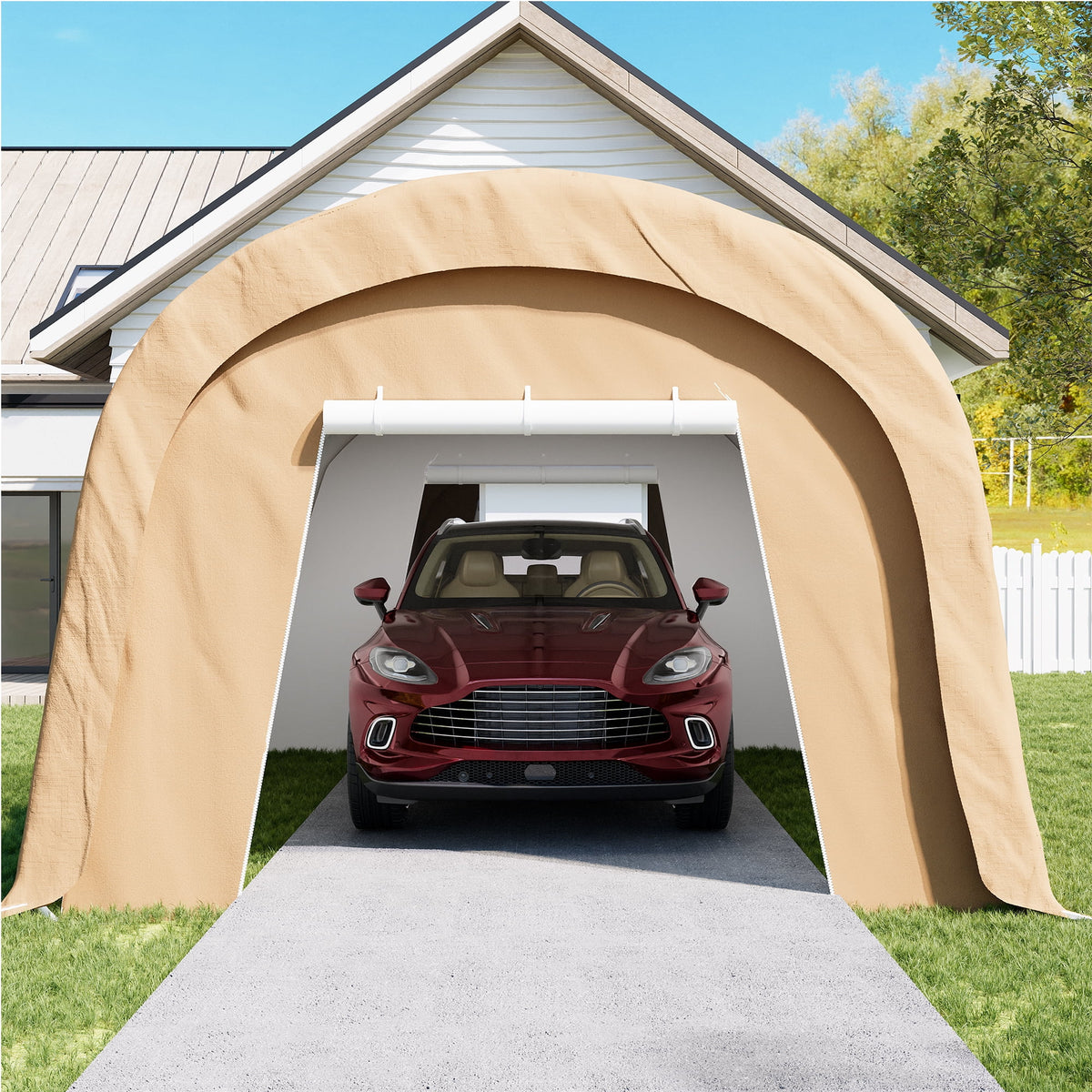 COSIEST 10'x20'Heavy Duty Carport ,Portable Outdoor Canopy Garage with Waterproof PE Roof and Steel Frame