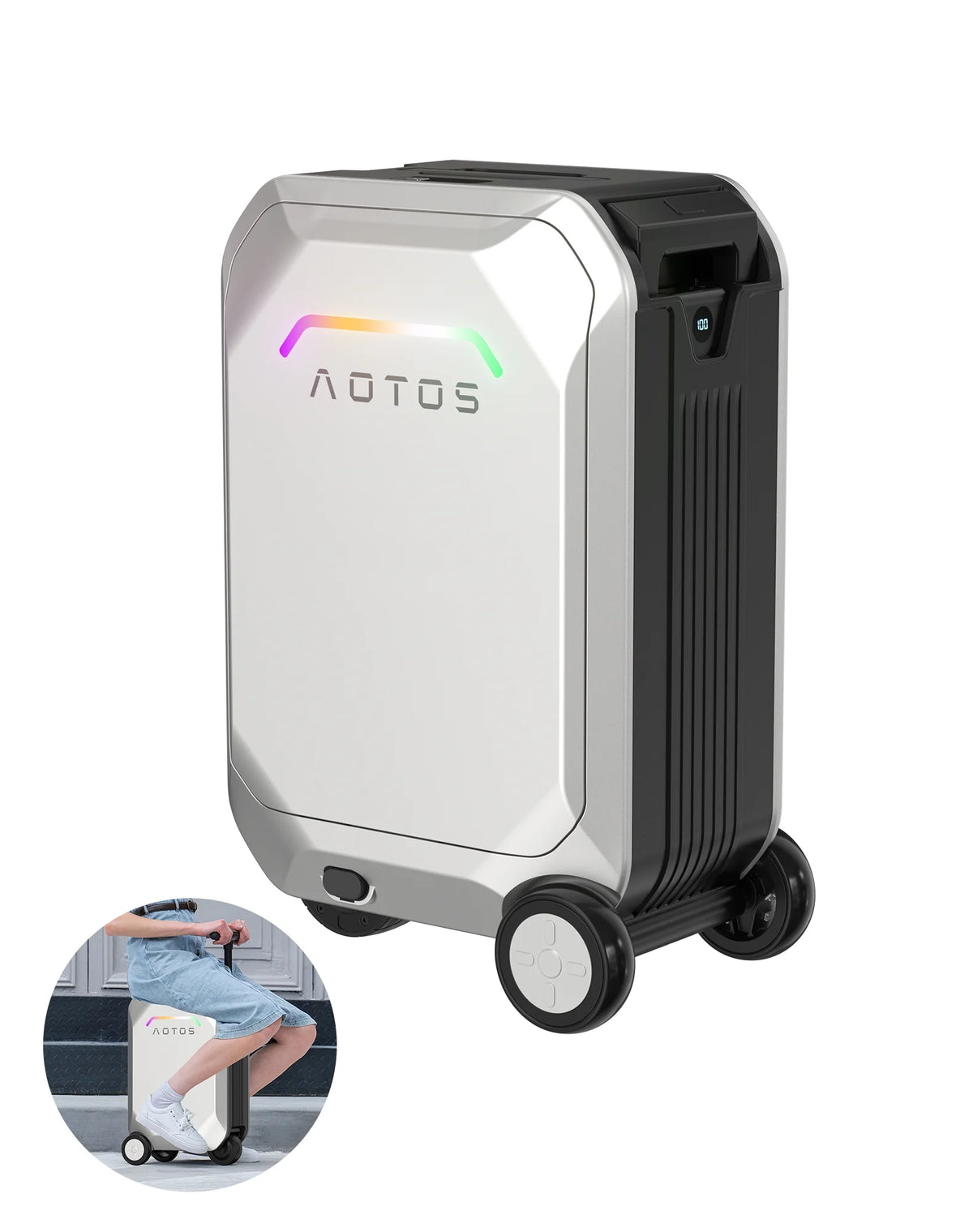 L2-S Smart Rideable Luggage, Foldable Electric Scooter Suitcase, 6.2 mph Max Speed, 6.2-Mile Range, Lightweight Portable Design for Travel & Commute
