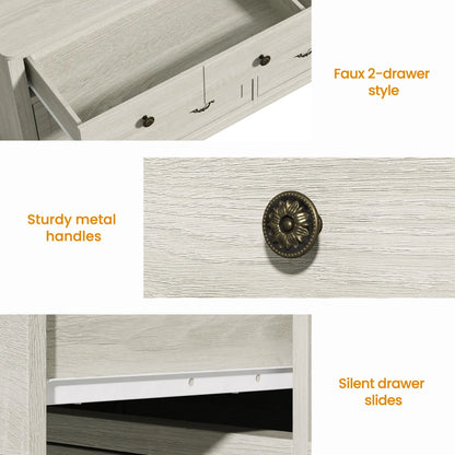 May Color Large White 3 Drawer Dresser Set of 2 with Fluted Panel, Modern Chest of Drawers with Silent Slide Drawers, Wood Accent Nightstand with Storage for Bedroom Living Room, Hallway