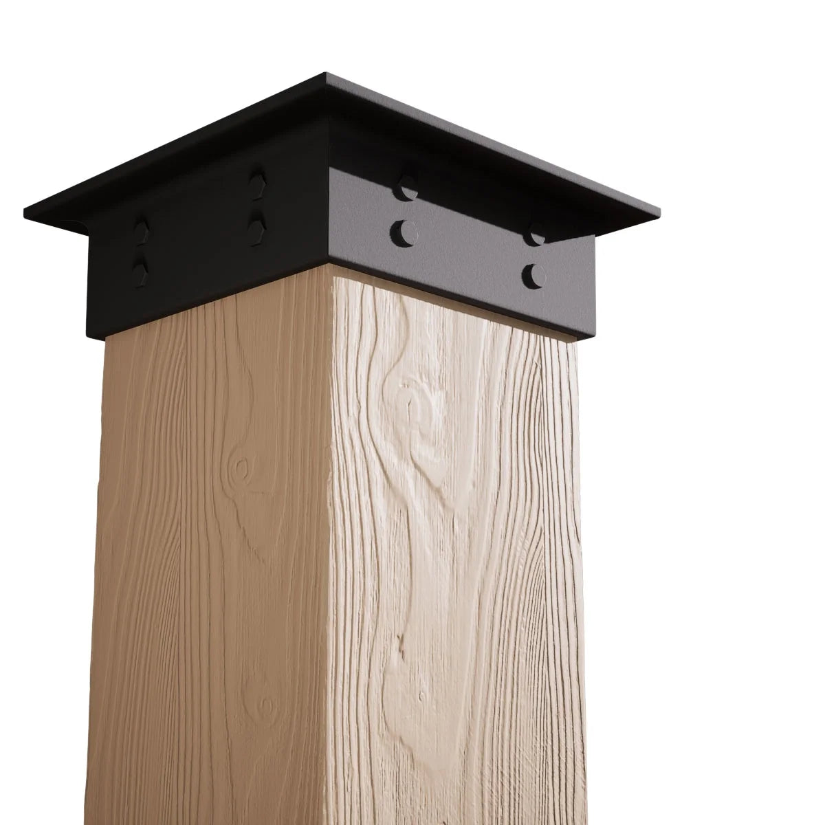 Ekena Millwork 6"W x 5'H Sand Blasted Endurathane Faux Wood Non-Tapered Square Column Wrap with Faux Iron Capital & Base