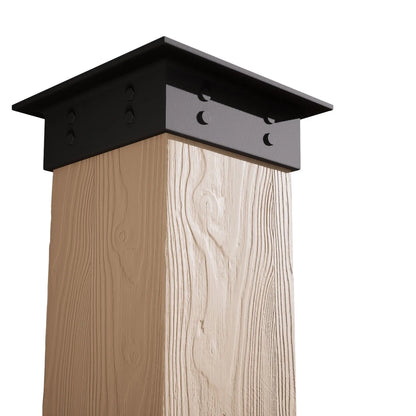 Ekena Millwork 6"W x 5'H Sand Blasted Endurathane Faux Wood Non-Tapered Square Column Wrap with Faux Iron Capital & Base