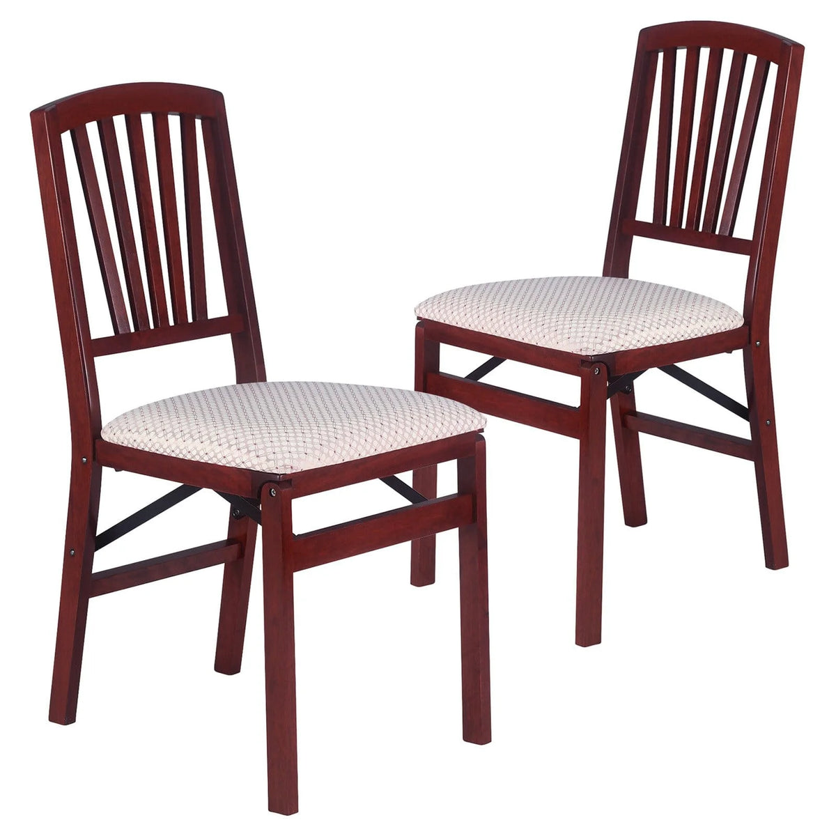 Mission Fusion Folding Chair (Set of 2)- Blush Fabric and Fruitwood