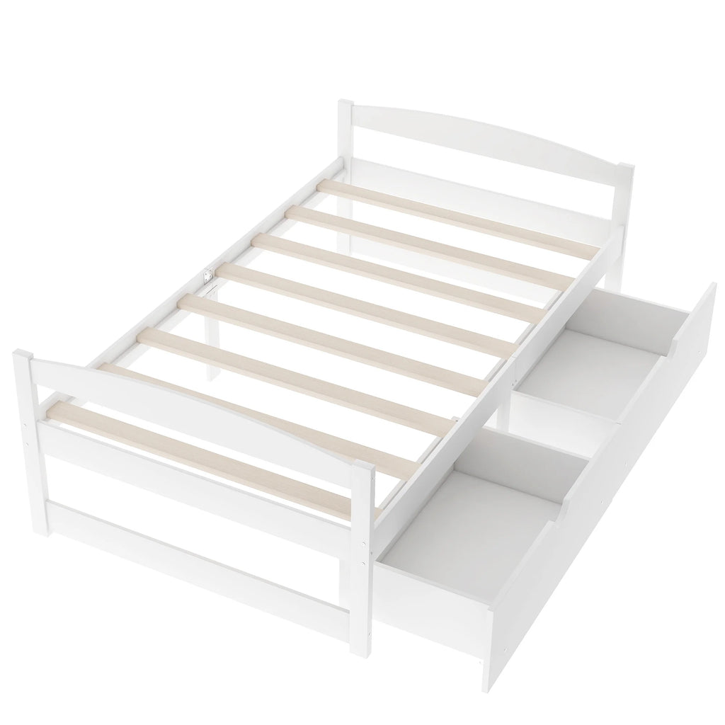Euroco Twin Size Wooden Daybed with 2 Storage Drawers for Kids Bedroom, Gray