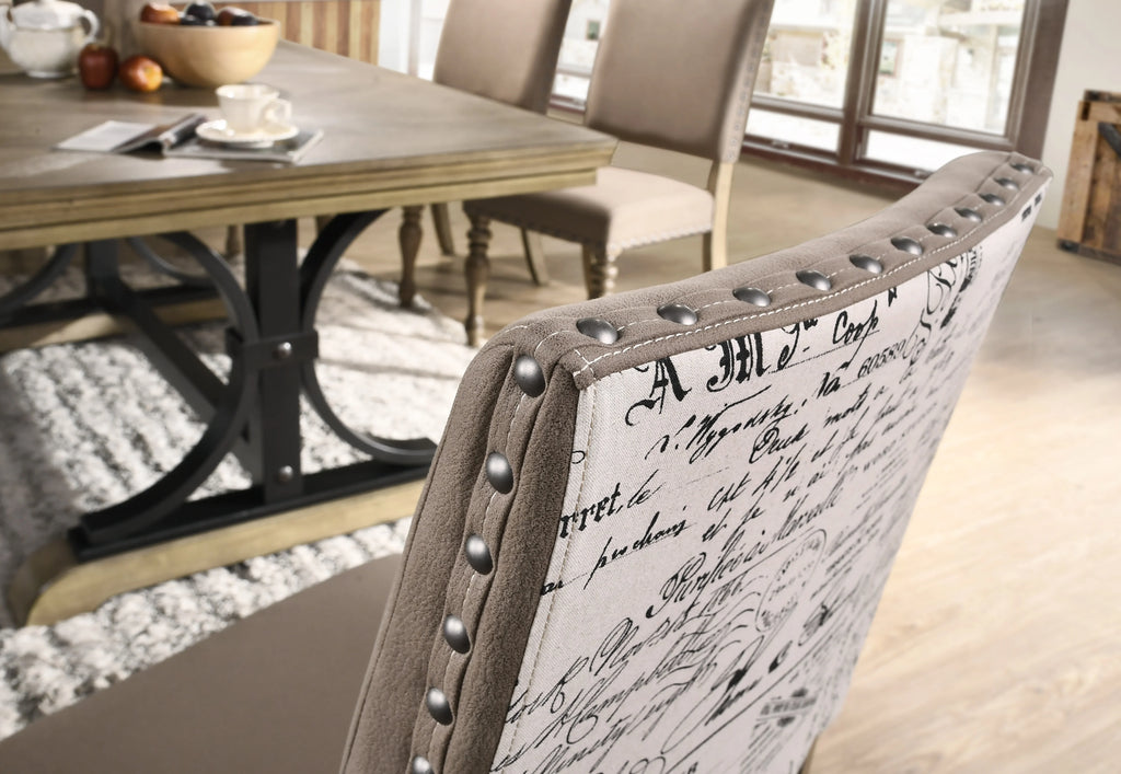 Roundhill Furniture 9-Piece Extendable Table with Nailhead Armchairs Dining Set, Driftwood