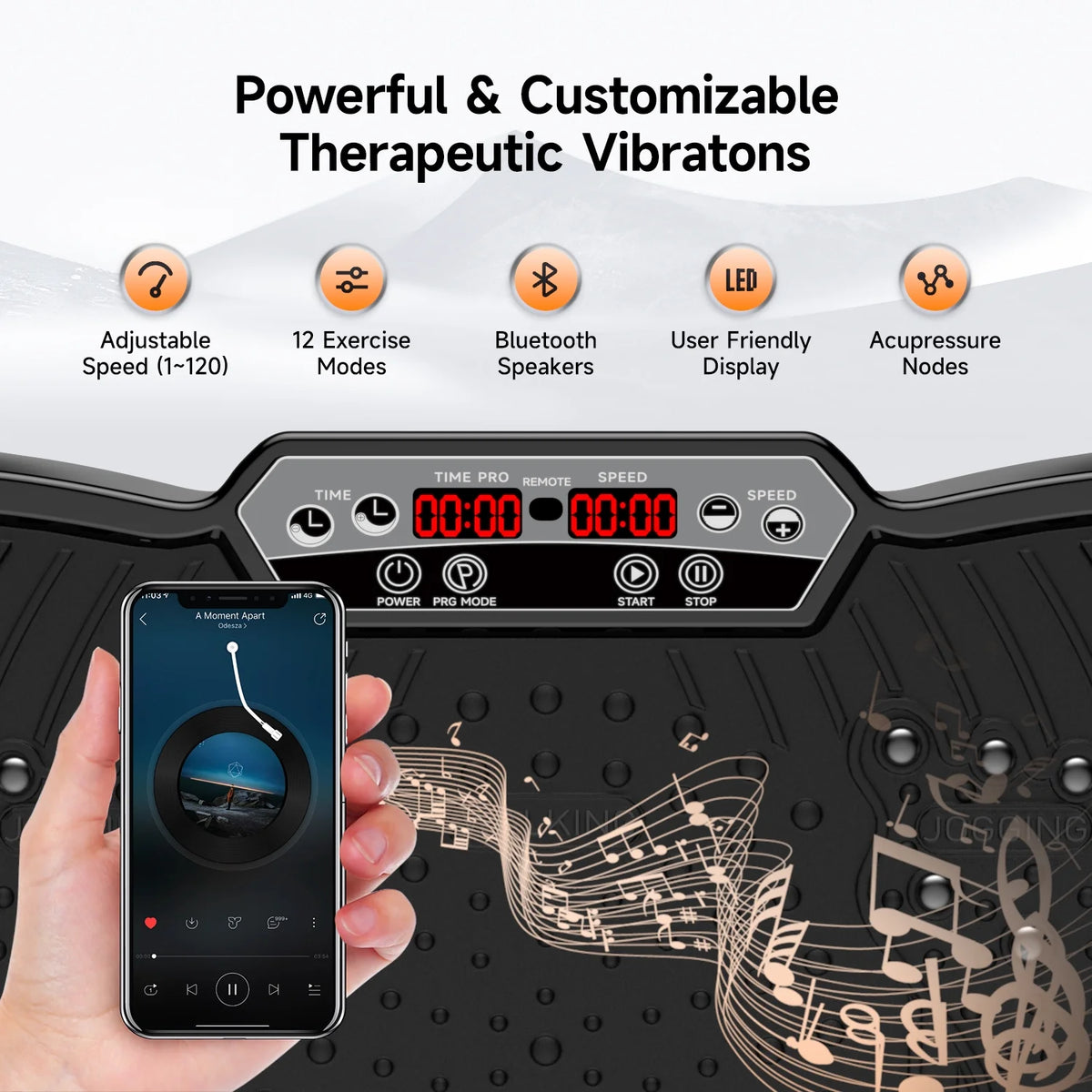 LNOW Full Body Vibration Plate Exercise Machine for Lymphatic Drainage, Muscle Toner with Bluetooth & Massage Pedals, Workout Vibration Platform for Home Fitness 400lbs