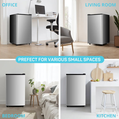 Upgraded Mini Fridge with Freezer, Compact Single Door, 3.2 Cu.Ft , Adjustable Thermostat, Low Noise, Perfect for Bedroom, Dorm, Office, 17.5" D x 17.7" W x 31.5" H, Black