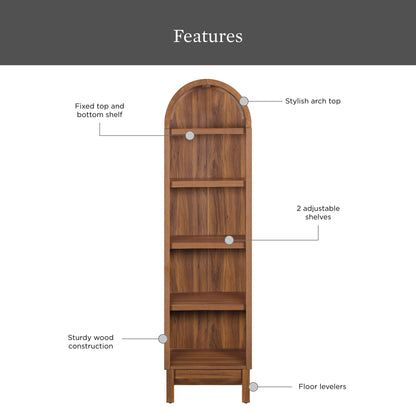 Better Homes & Gardens Juliet Narrow Arch Bookcase, Rich Black and Light Honey