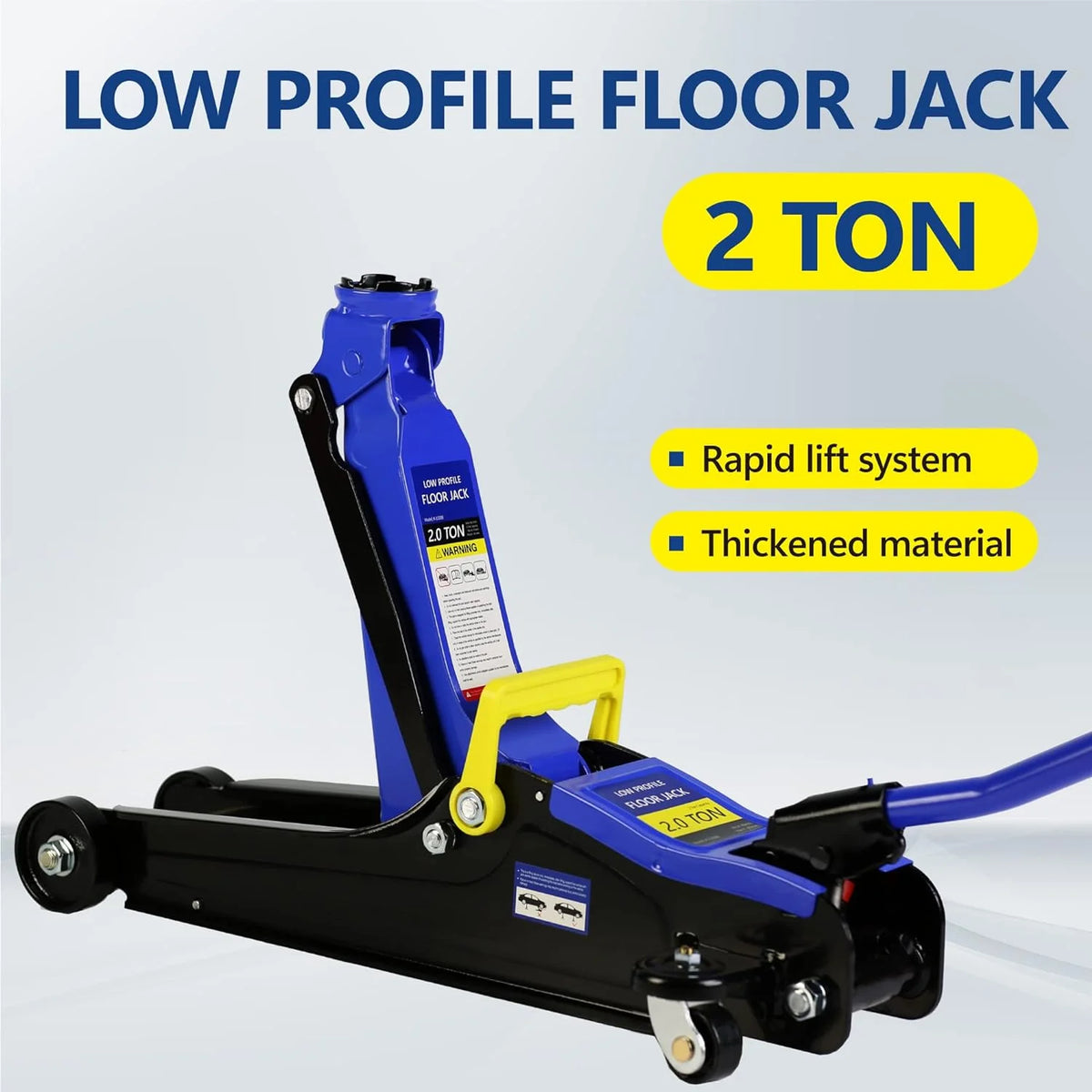 POVANLI Floor Jack, 2 Ton Low Profile Floor Jack, 3t jack stand Tire Repair Kit Heavy Duty Steel Racing Floor Jack with Single Piston Quick Lift Pump, Floor Jack Lifting Range 3.3"-15.2"