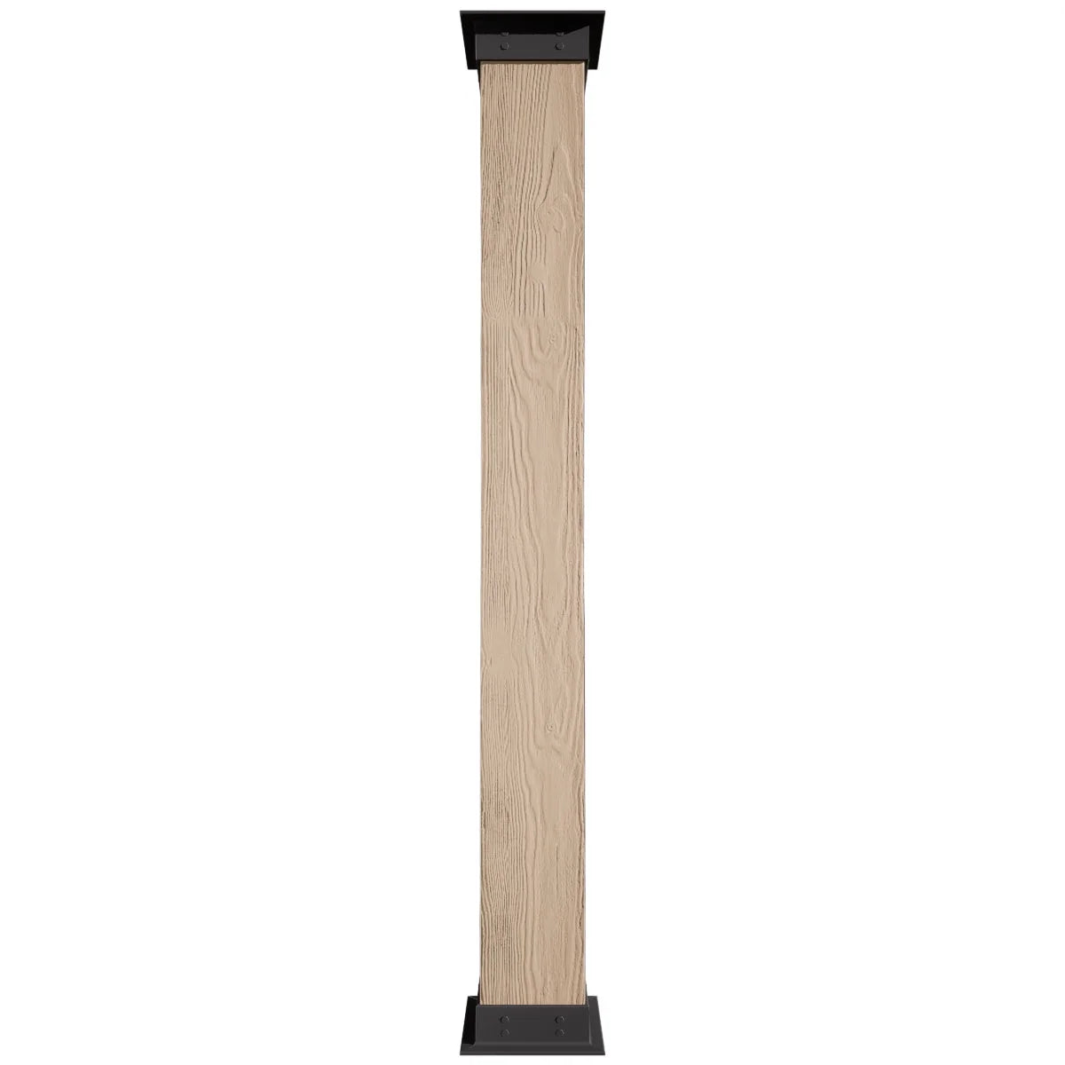 Ekena Millwork 6"W x 5'H Sand Blasted Endurathane Faux Wood Non-Tapered Square Column Wrap with Faux Iron Capital & Base