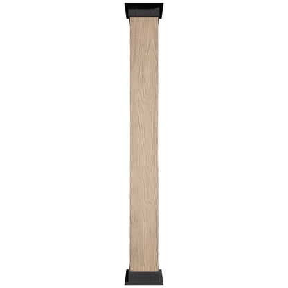 Ekena Millwork 6"W x 5'H Sand Blasted Endurathane Faux Wood Non-Tapered Square Column Wrap with Faux Iron Capital & Base