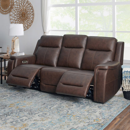 Flexsteel Griffin Italian Leather Power Reclining Sofa with Power Headrests