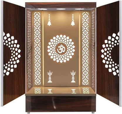 Customized Wooden Cabinet Desginer Mandir With LED / Mandir For Home & Office / Temple For Home / Pooja Ghar / Mandir With Lights /Storage