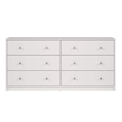 Portland 6-Drawer Double Dresser in White 26.89 in. H x 56.34 in. W x 12.46 in. D