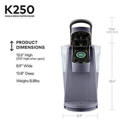 Keurig K250 Coffee Maker, Single Serve K-Cup Pod Coffee Brewer, With Strength Control, Plum Gray