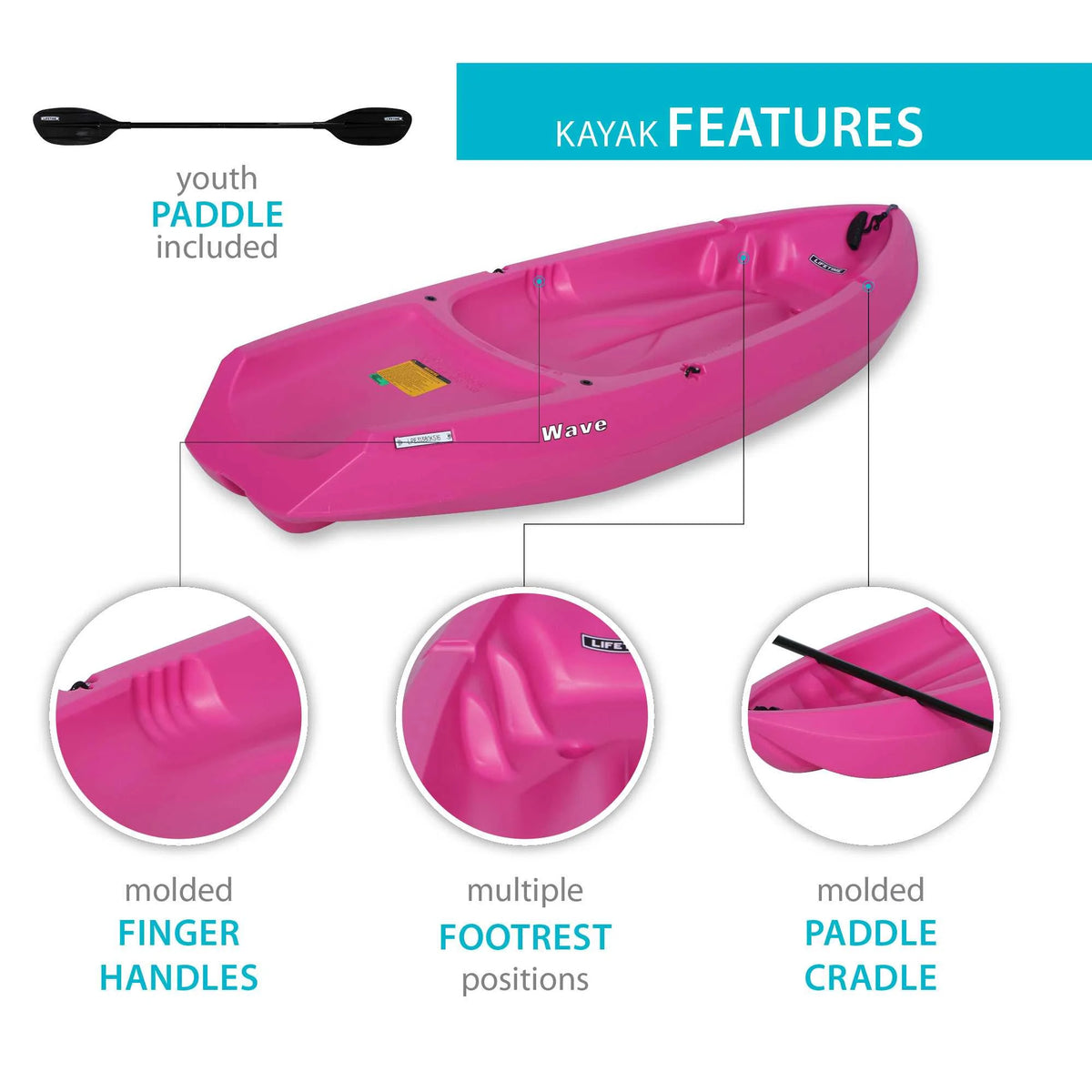 Lifetime Wave 6 ft Youth Kayak, Fire Red (91401)
