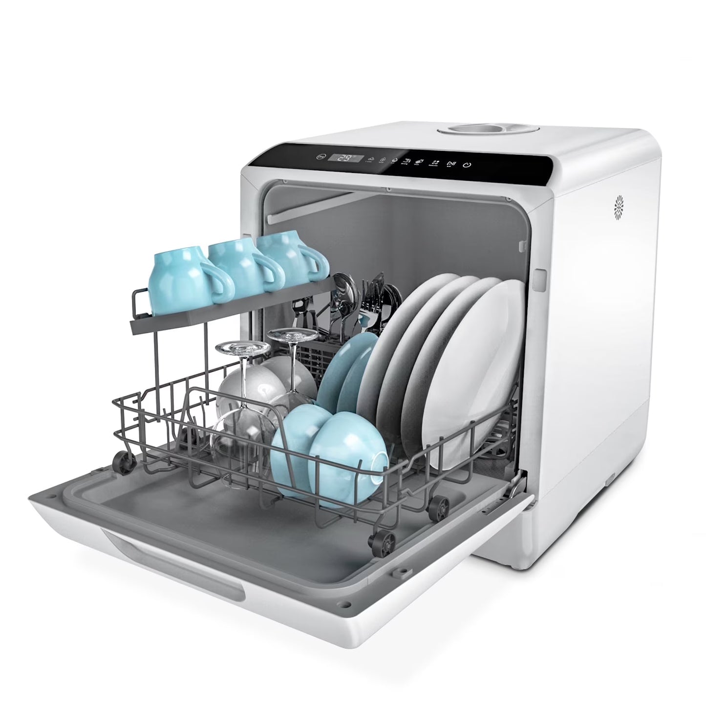 Hermitlux Portable Countertop Dishwasher, 5 Washing Programs, 5L Built-in Water Tank and Air-Dry Function, HMX-DW03