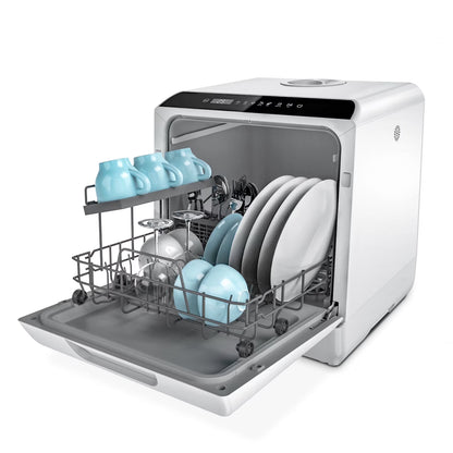 Hermitlux Portable Countertop Dishwasher, 5 Washing Programs, 5L Built-in Water Tank and Air-Dry Function, HMX-DW03
