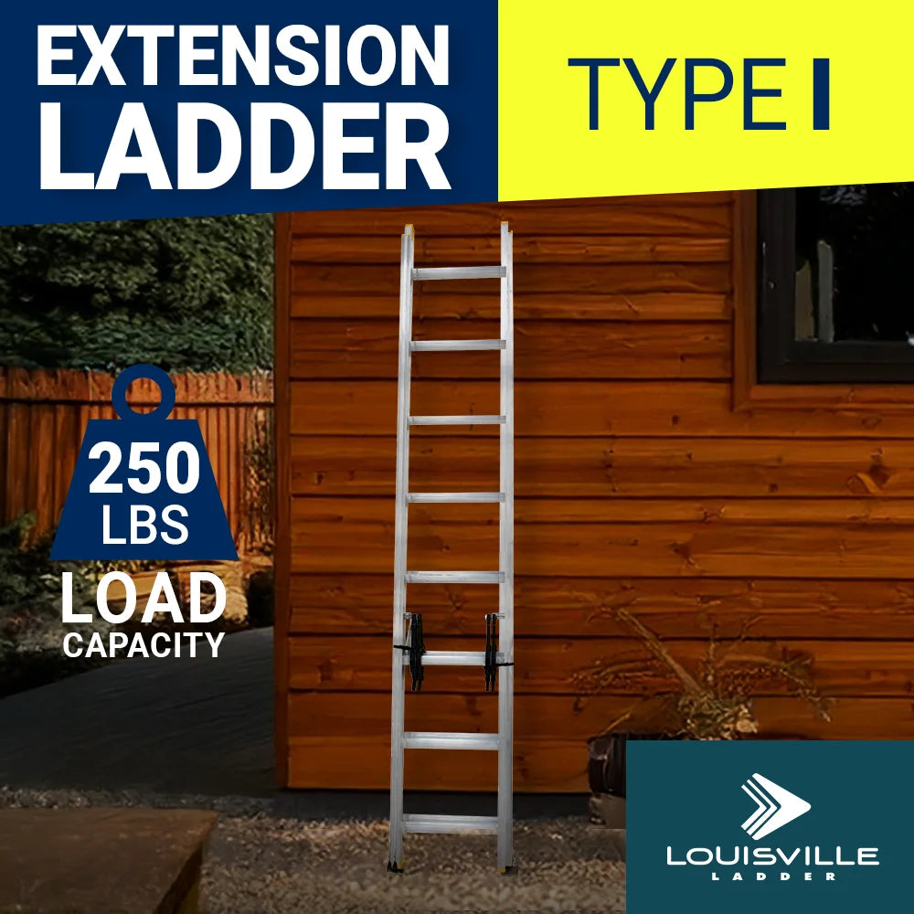 Louisville Ladder 16-Foot Aluminum Extension Ladder, 250-Pound Load Capacity, Type I, AE3216