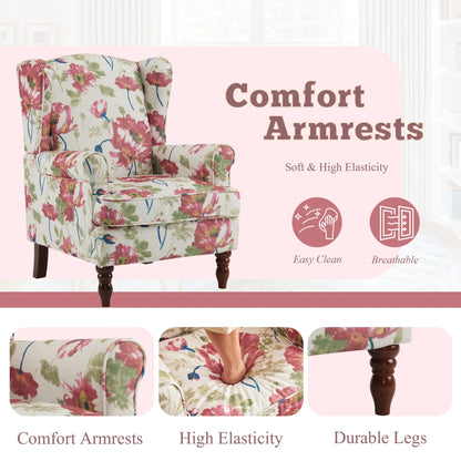 EROMMY Upholstered Accent Chair, Floral Print Fabric Armchair